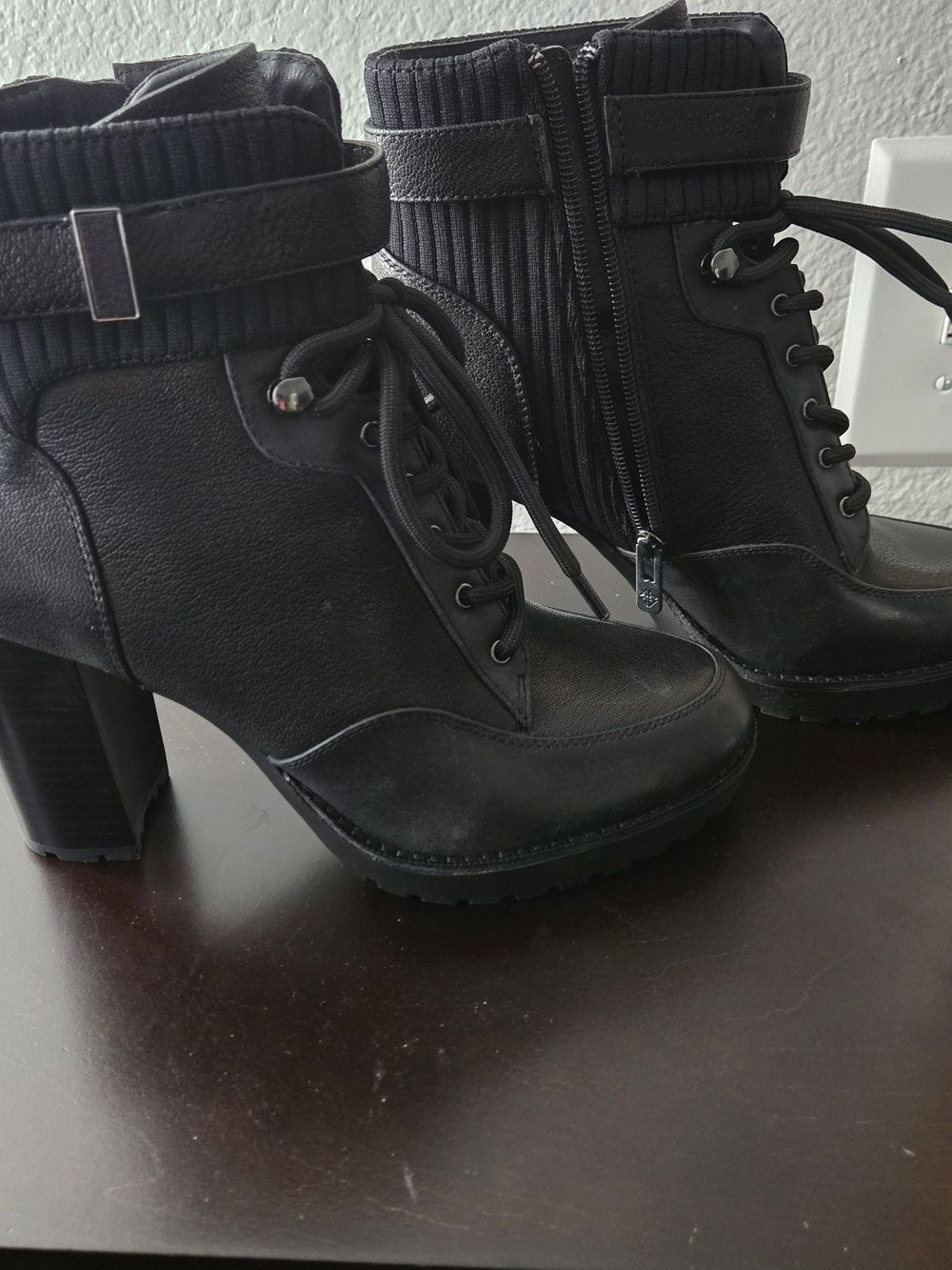 ANTONIO MELANI Black Lace-Up High Heel Ankle Boots